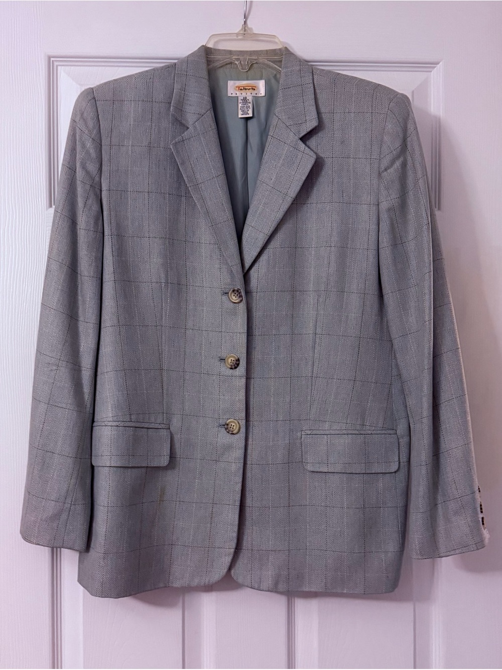 Talbots Light Gray Windowpane Blazer